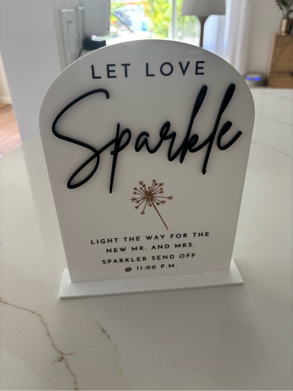 Let Love Sparkle Wedding Sign - White with Black & Gold Accents